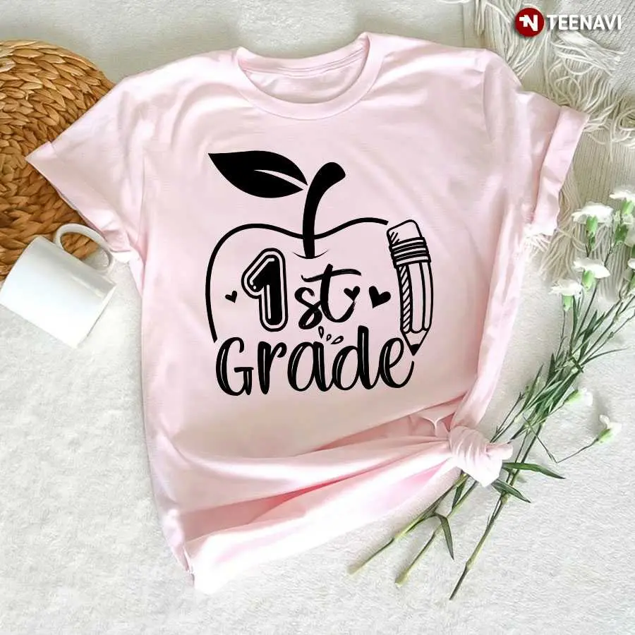 1st Grade Teacher Shirt with Apple Design 5 1.jpg