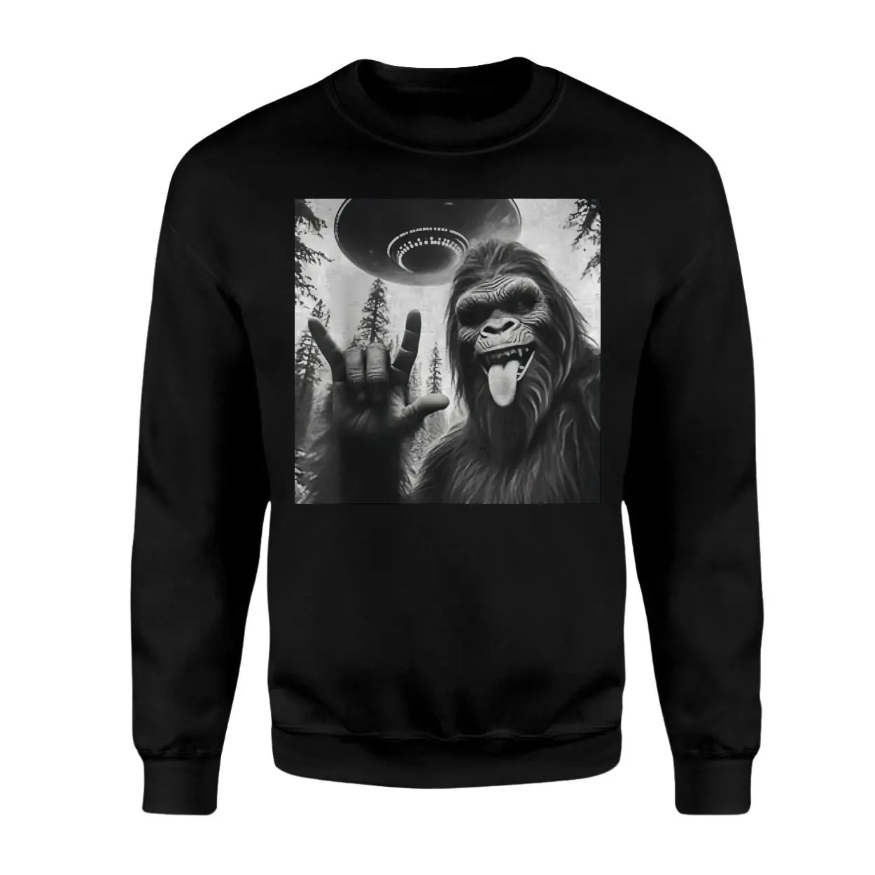 Bigfoot UFO Alien Abduction Funny Cryptid Graphic T Shirt 3 1.jpg