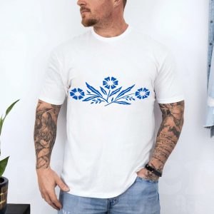 Blue Wildflower Botanical Floral T Shirt 4