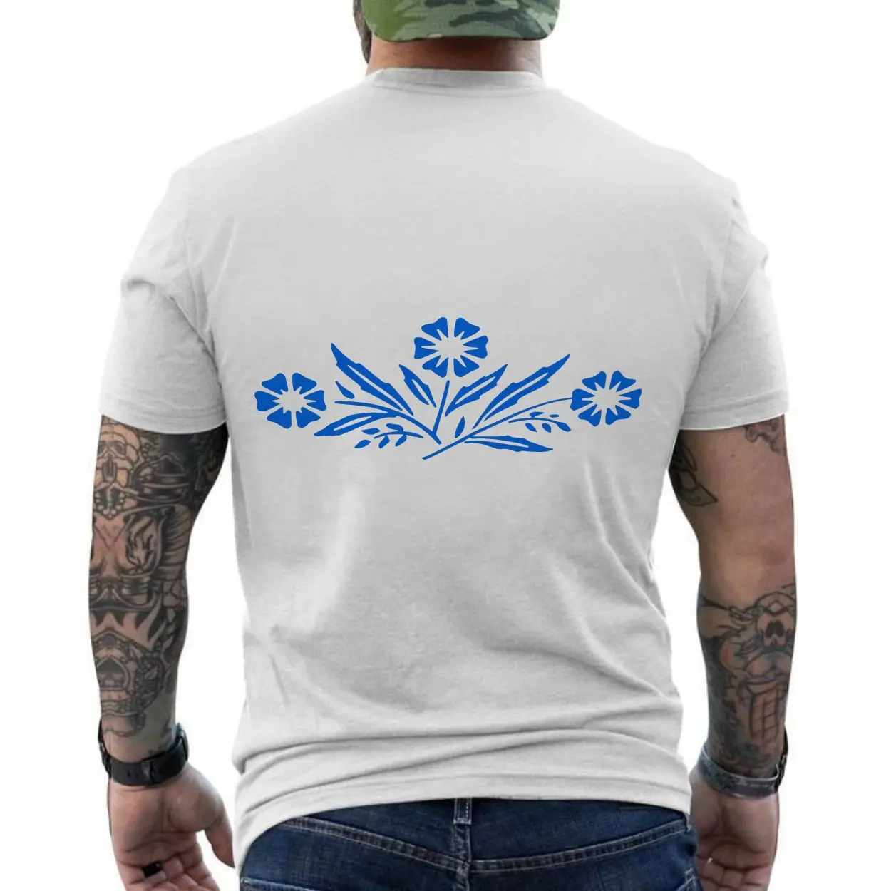 Blue Wildflower Botanical Floral T Shirt 6