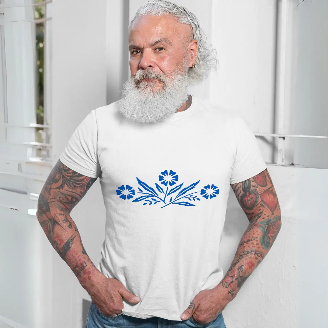 Blue Wildflower Botanical Floral T Shirt 7