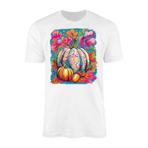 Colorful Floral Pumpkin Autumn Art T Shirt 1 1.jpg