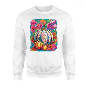 Colorful Floral Pumpkin Autumn Art T Shirt 3 1.jpg