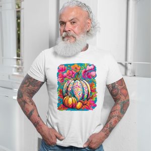 Colorful Floral Pumpkin Autumn Art T Shirt 7 1.jpg