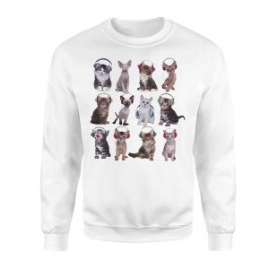 Cute Cats with Headphones Music Lover Graphic T Shirt 3 1.jpg