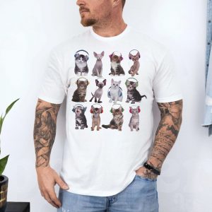 Cute Cats with Headphones Music Lover Graphic T Shirt 4 1.jpg