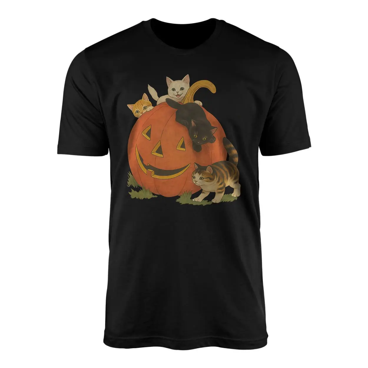 Cute Halloween Cats with Pumpkin Jack O Lantern T-Shirt 1 Cute Halloween Cats with Pumpkin Jack O Lantern T Shirt 1 1.jpg