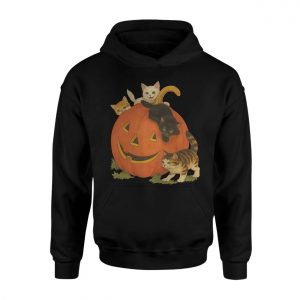 Cute Halloween Cats with Pumpkin Jack O Lantern T Shirt 2 1.jpg