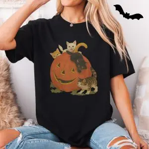 Cute Halloween Cats with Pumpkin Jack O Lantern T-Shirt 11 Cute Halloween Cats with Pumpkin Jack O Lantern T Shirt 5 1.jpg