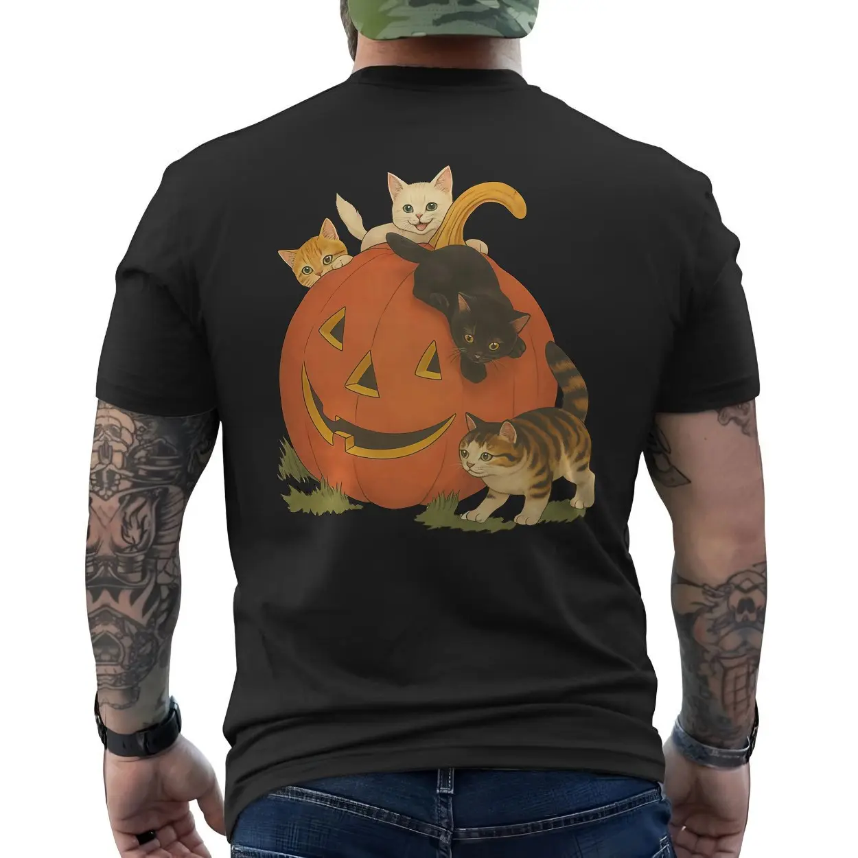 Cute Halloween Cats with Pumpkin Jack O Lantern T-Shirt 6 Cute Halloween Cats with Pumpkin Jack O Lantern T Shirt 6 1.jpg