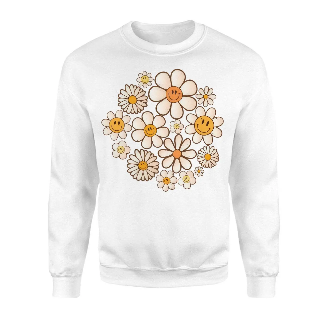Cute Hippie Smiley Face Daisy Flowers T Shirt 3 1.jpg