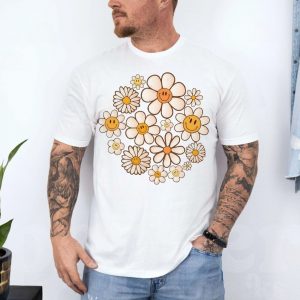 Cute Hippie Smiley Face Daisy Flowers T Shirt 4 1.jpg