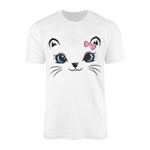 Cute Kawaii Kitty Cat Face with Pink Bow T Shirt 1 1.jpg