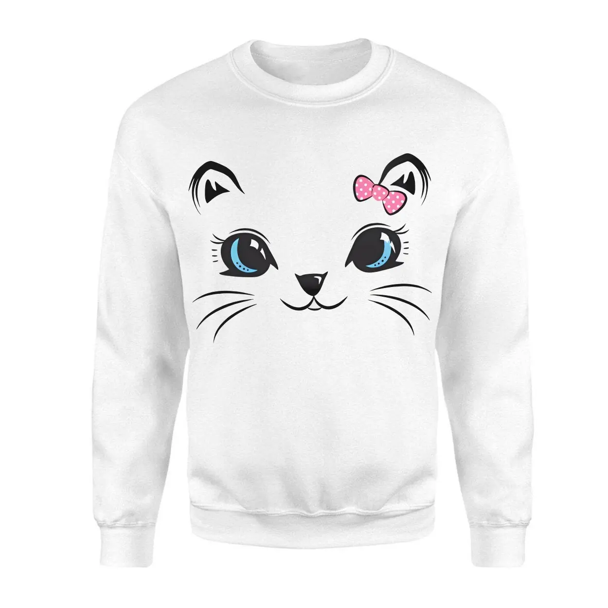 Cute Kawaii Kitty Cat Face with Pink Bow T Shirt 3 1.jpg