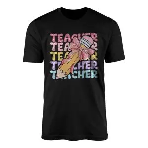 Cute Teacher Pencil with Bow Graphic T-Shirt