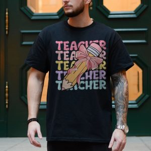 Cute Teacher Pencil with Bow Graphic T Shirt 4 1.jpg