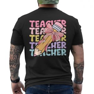 Cute Teacher Pencil with Bow Graphic T Shirt 6 1.jpg
