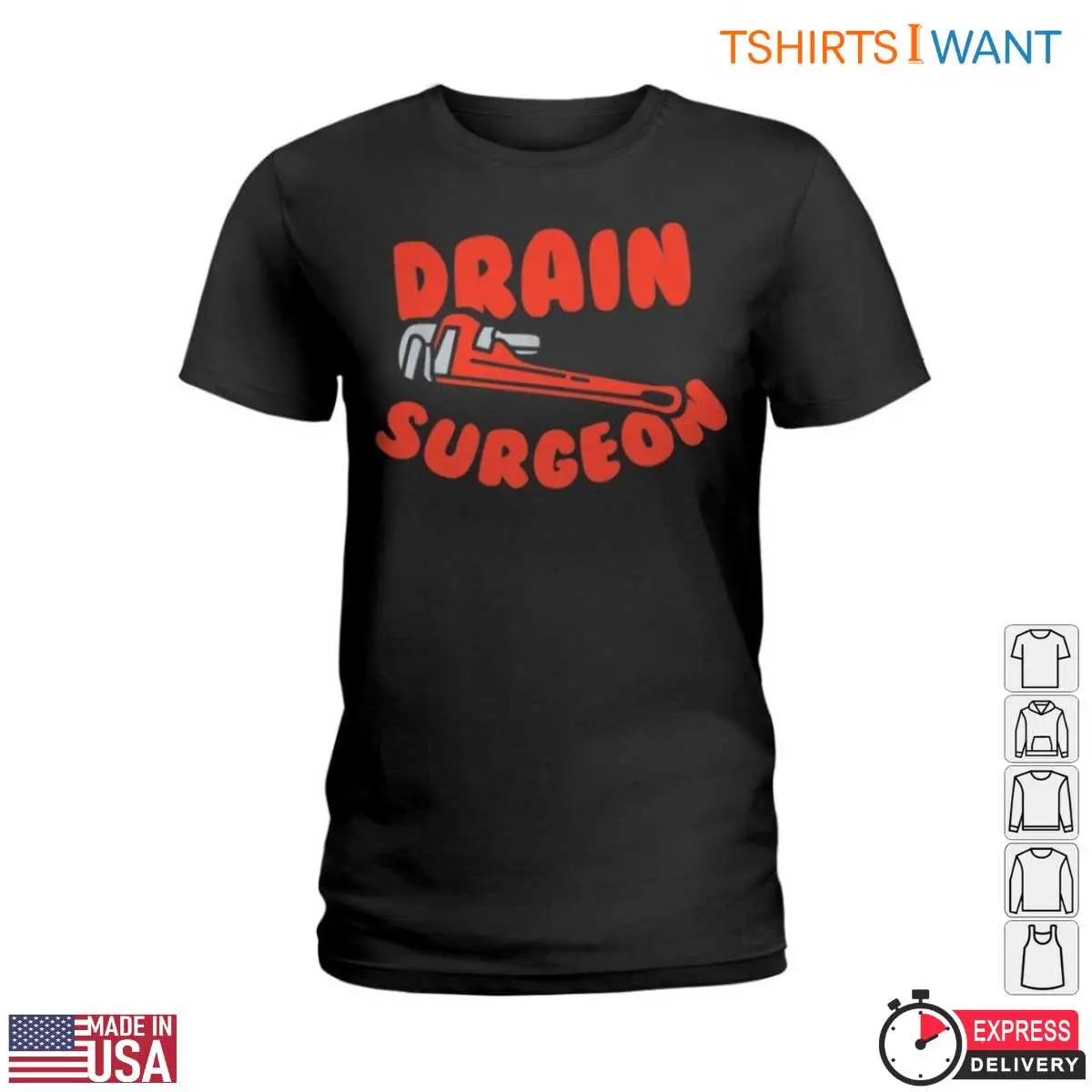 Drain Surgeon T Shirt Plumbing Humor With Pipe Wrench Graphic 2 1.jpg