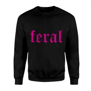 Feral Gothic Lettering Neon Pink Graphic T Shirt 3 1.jpg