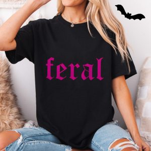 Feral Gothic Lettering Neon Pink Graphic T Shirt 5 1.jpg
