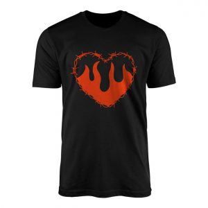Flaming Heart Barbed Wire Grunge Gothic Graphic T Shirt 1 1.jpg