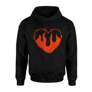 Flaming Heart Barbed Wire Grunge Gothic Graphic T Shirt 2 1.jpg