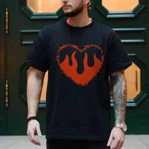 Flaming Heart Barbed Wire Grunge Gothic Graphic T-Shirt 10 Flaming Heart Barbed Wire Grunge Gothic Graphic T Shirt 4 1.jpg