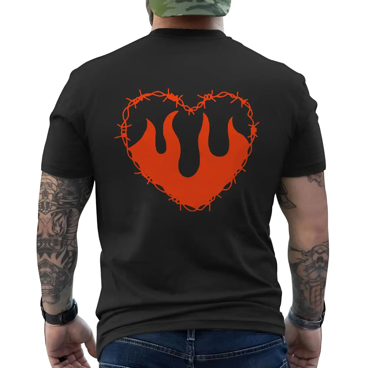 Flaming Heart Barbed Wire Grunge Gothic Graphic T-Shirt 6 Flaming Heart Barbed Wire Grunge Gothic Graphic T Shirt 6 1.jpg