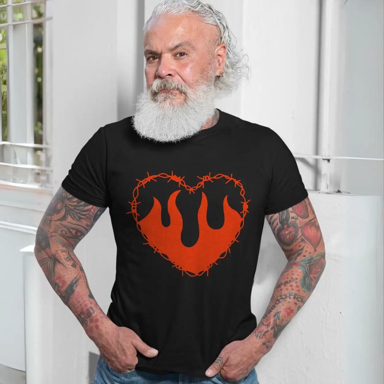 Flaming Heart Barbed Wire Grunge Gothic Graphic T-Shirt 7 Flaming Heart Barbed Wire Grunge Gothic Graphic T Shirt 7 1.jpg