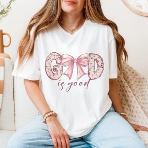 God Is Good Floral Bow Christian T Shirt 5 1 1.jpg