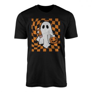 Halloween Ghost with Pumpkin and Pencil Graphic T Shirt 1 1.jpg