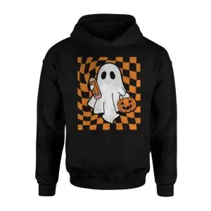 Halloween Ghost with Pumpkin and Pencil Graphic T-Shirt 8 Halloween Ghost with Pumpkin and Pencil Graphic T Shirt 2 1.jpg