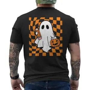 Halloween Ghost with Pumpkin and Pencil Graphic T-Shirt 12 Halloween Ghost with Pumpkin and Pencil Graphic T Shirt 6 1.jpg