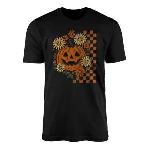 Halloween Pumpkin with Flowers Graphic T Shirt 1 1.jpg