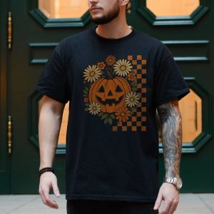 Halloween Pumpkin with Flowers Graphic T Shirt 4 1.jpg
