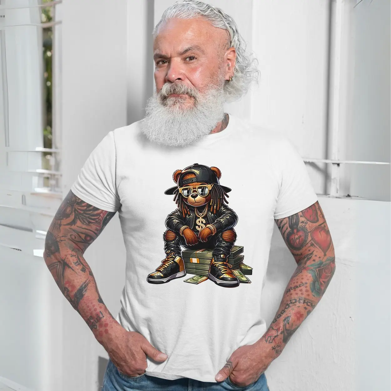 Hip Hop Bear with Money Streetwear Graphic T Shirt 7 1.jpg