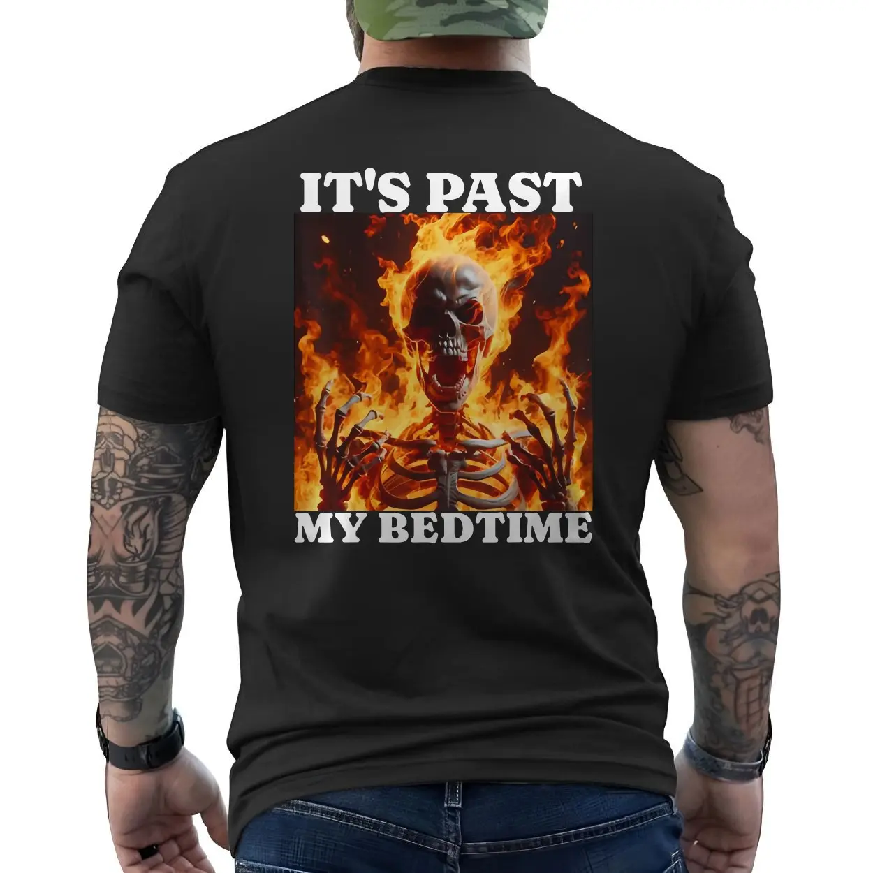 Its Past My Bedtime Flaming Skeleton Funny Gothic T Shirt 6 1.jpg