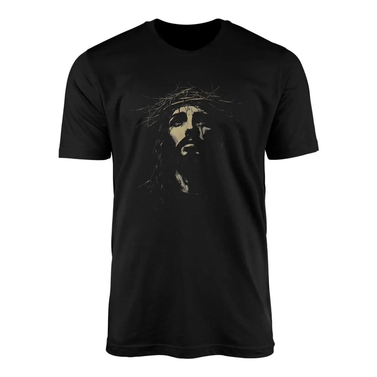 Jesus Christ Crown of Thorns Cross Graphic T Shirt 1 1.jpg