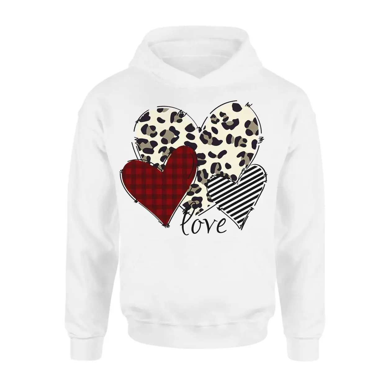 Leopard Plaid and Striped Hearts Love Graphic T Shirt 2 1.jpg