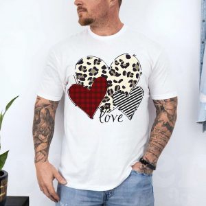 Leopard Plaid and Striped Hearts Love Graphic T Shirt 4 1.jpg