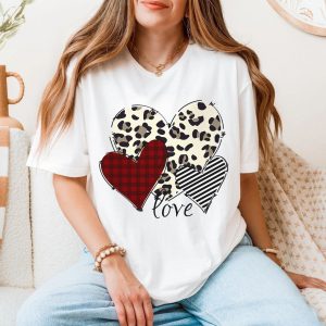Leopard Plaid and Striped Hearts Love Graphic T Shirt 5 1.jpg