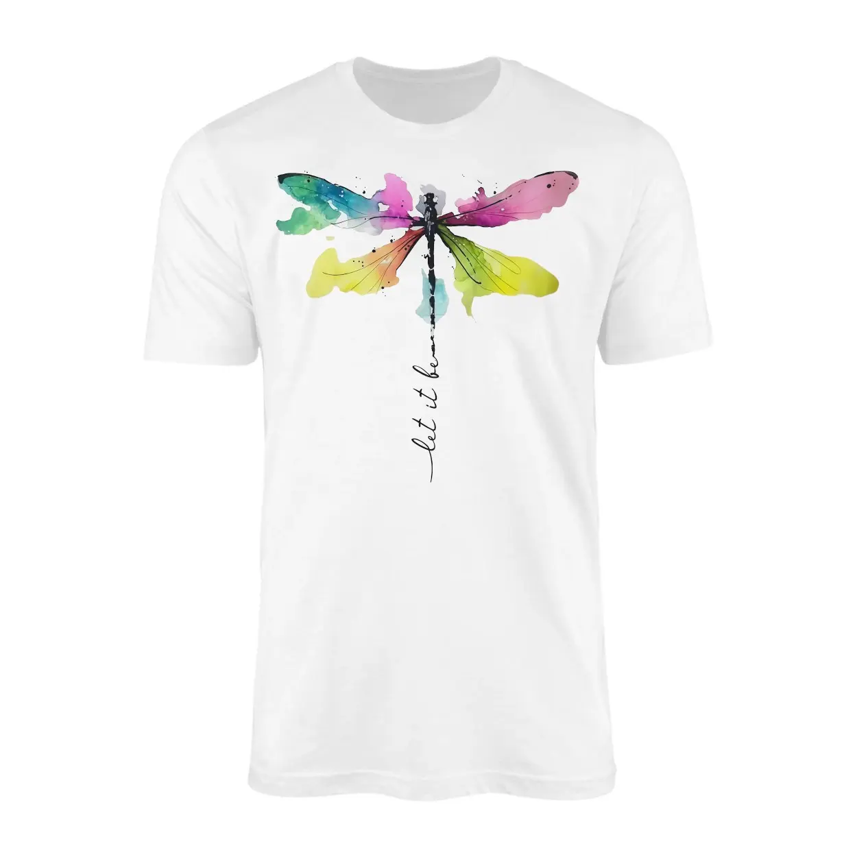 Let It Be Watercolor Dragonfly Inspirational Graphic T Shirt 1 1.jpg