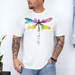 Let It Be Watercolor Dragonfly Inspirational Graphic T Shirt 4 1.jpg