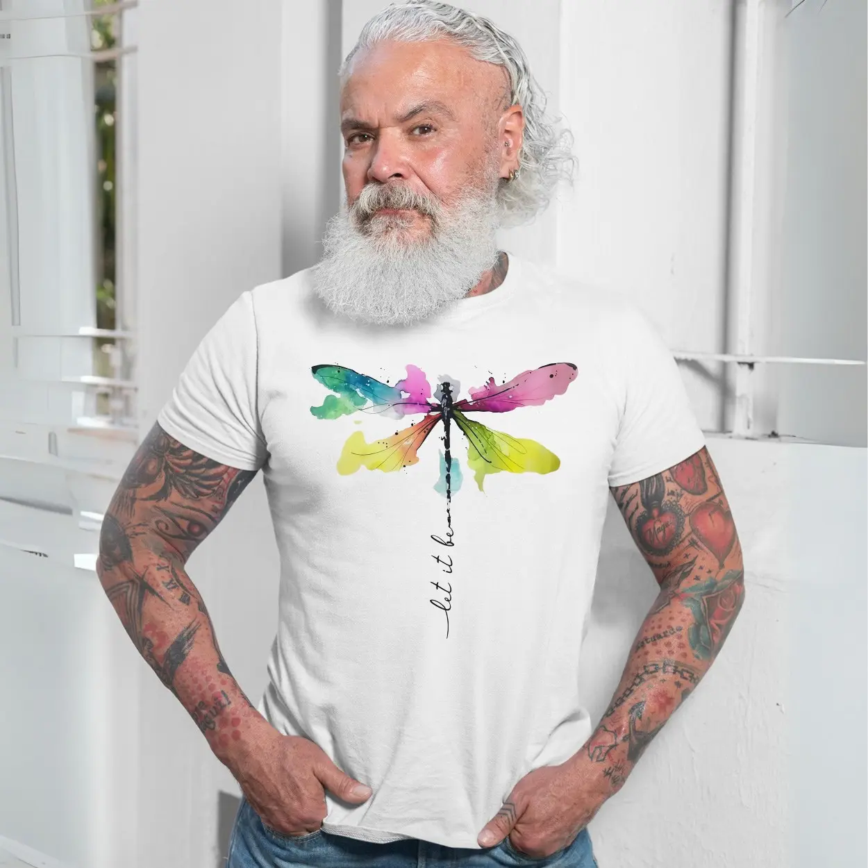 Let It Be Watercolor Dragonfly Inspirational Graphic T Shirt 7 1.jpg
