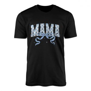 Mama Bow Checkered T Shirt Mothers Day Baby Shower Gift 1 1 1.jpg