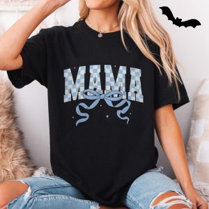 Mama Bow Checkered T Shirt Mothers Day Baby Shower Gift 5 1 1.jpg