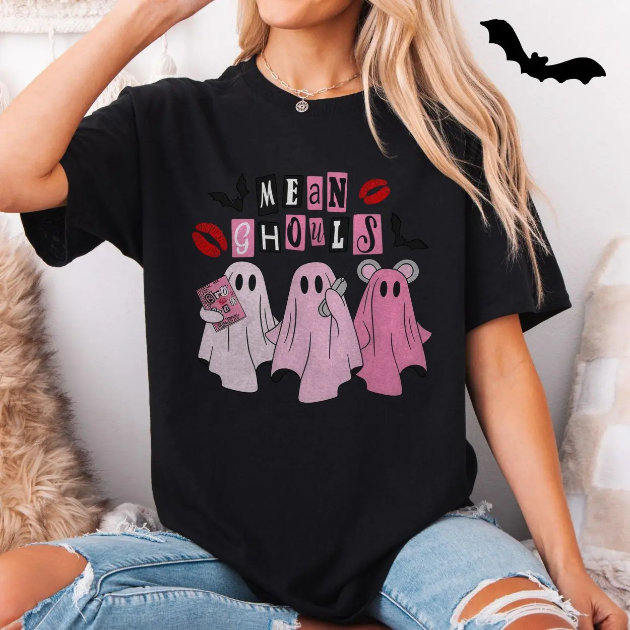 Mean Ghouls Funny Pink Ghost Halloween Parody T Shirt 5 1.jpg