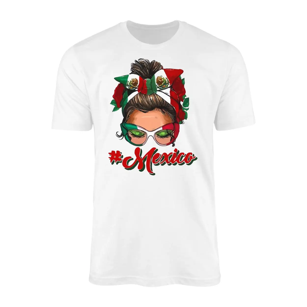 Messy Bun Mexico Flag T Shirt Mexican Pride Gift for Women 1 1.jpg