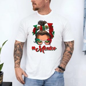 Messy Bun Mexico Flag T Shirt Mexican Pride Gift for Women 4 1.jpg