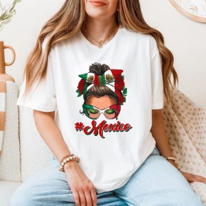 Messy Bun Mexico Flag T Shirt Mexican Pride Gift for Women 5 1.jpg